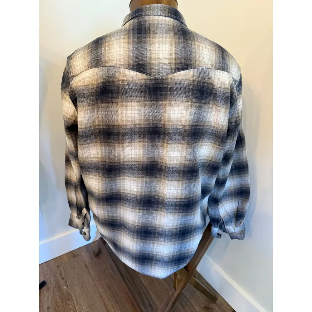 Vans Long Sleeve Blue Plaid Button Up Size Large